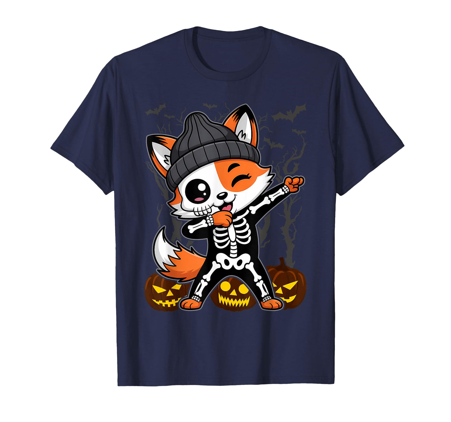 Halloween Skeleton Kids Women Men Fox T-Shirt