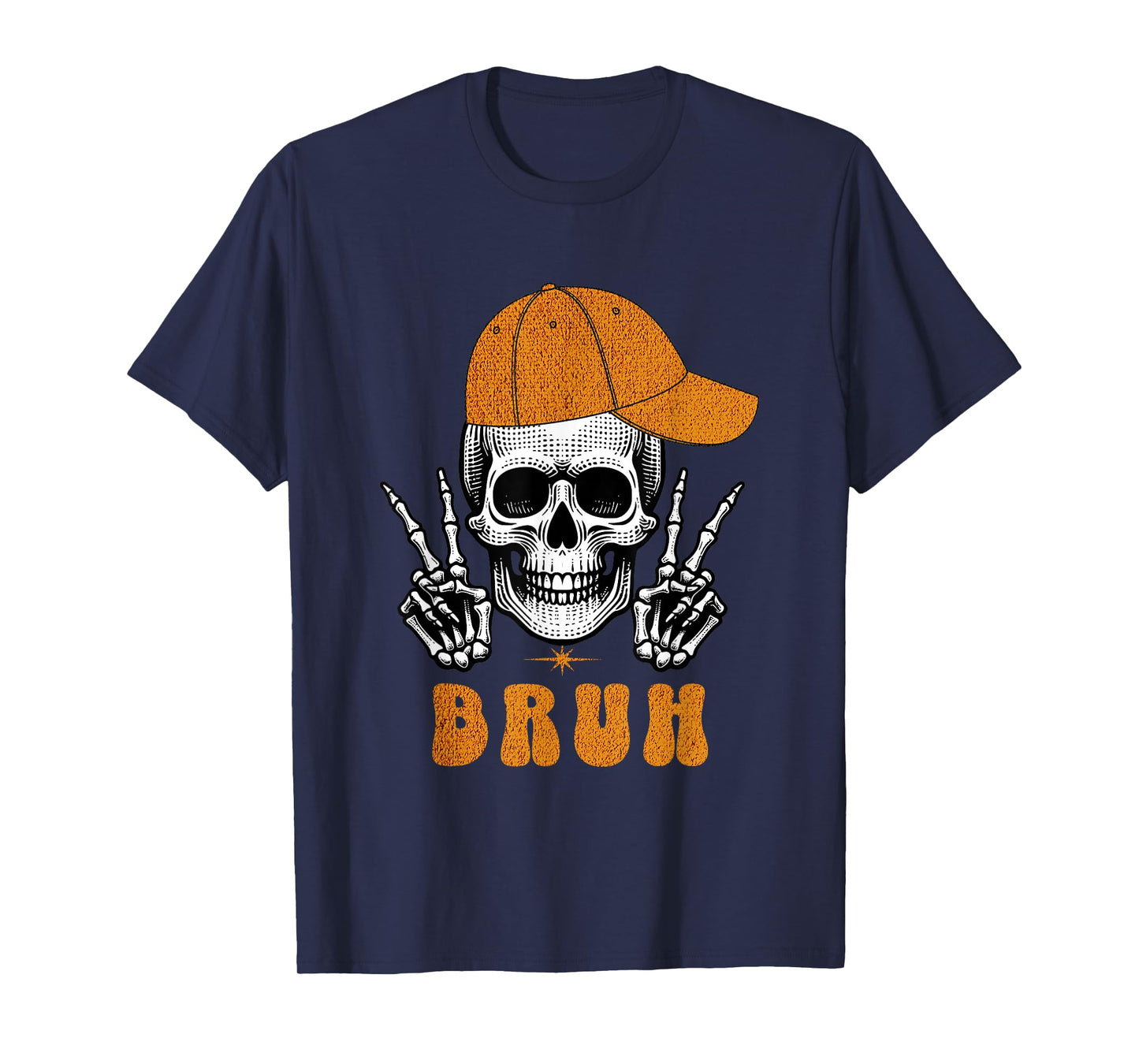 Bruh Punk Rock Skeleton Cool Rocker Halloween Men Boys Kids T-Shirt