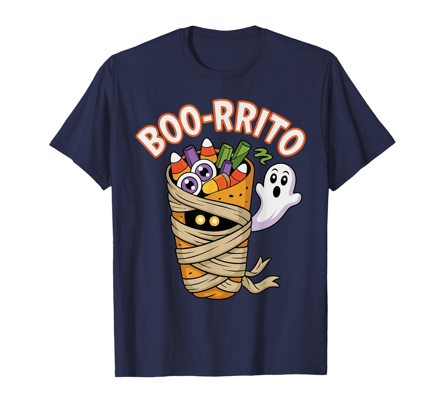 Retro Boo-rrito Spooky Burrito Ghost Halloween Mexican Food T-Shirt