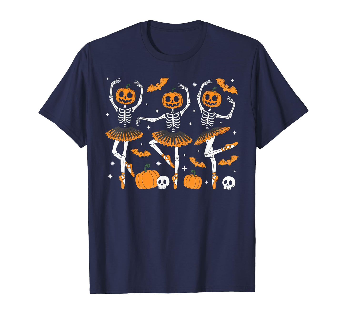 Ballet Pumpkin Skeleton Scary Halloween Men Women Boys Girl T-Shirt