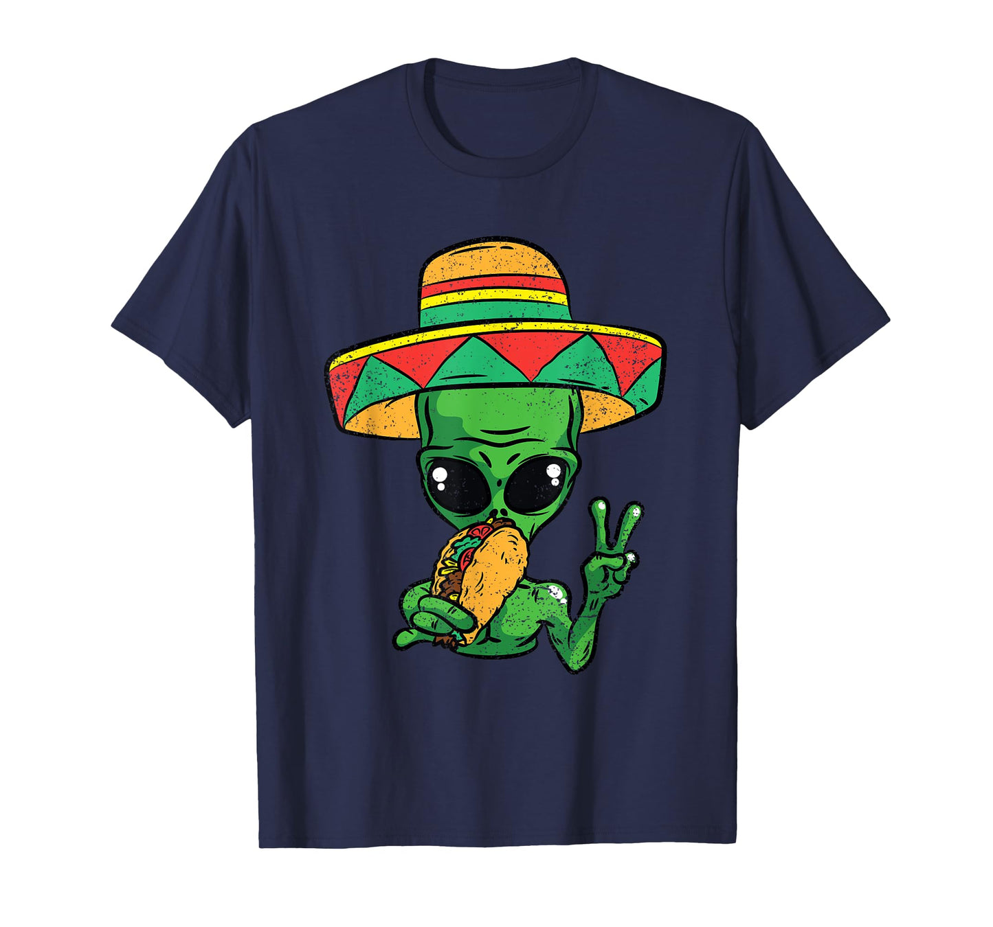 Alien Eating Taco Cinco De Mayo Sombrero Mexican Fiesta T-Shirt