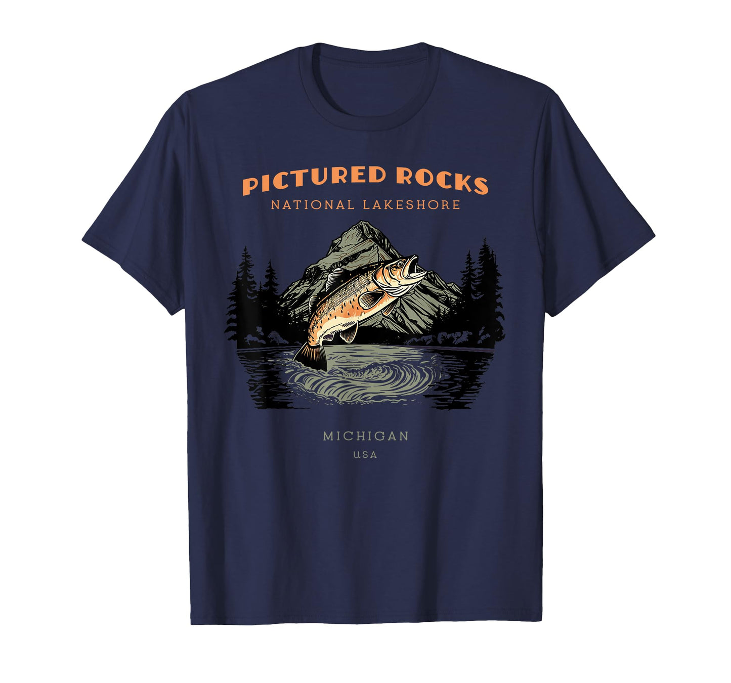 Pictured Rocks National Lakeshore Michigan Retro Vintage T-Shirt