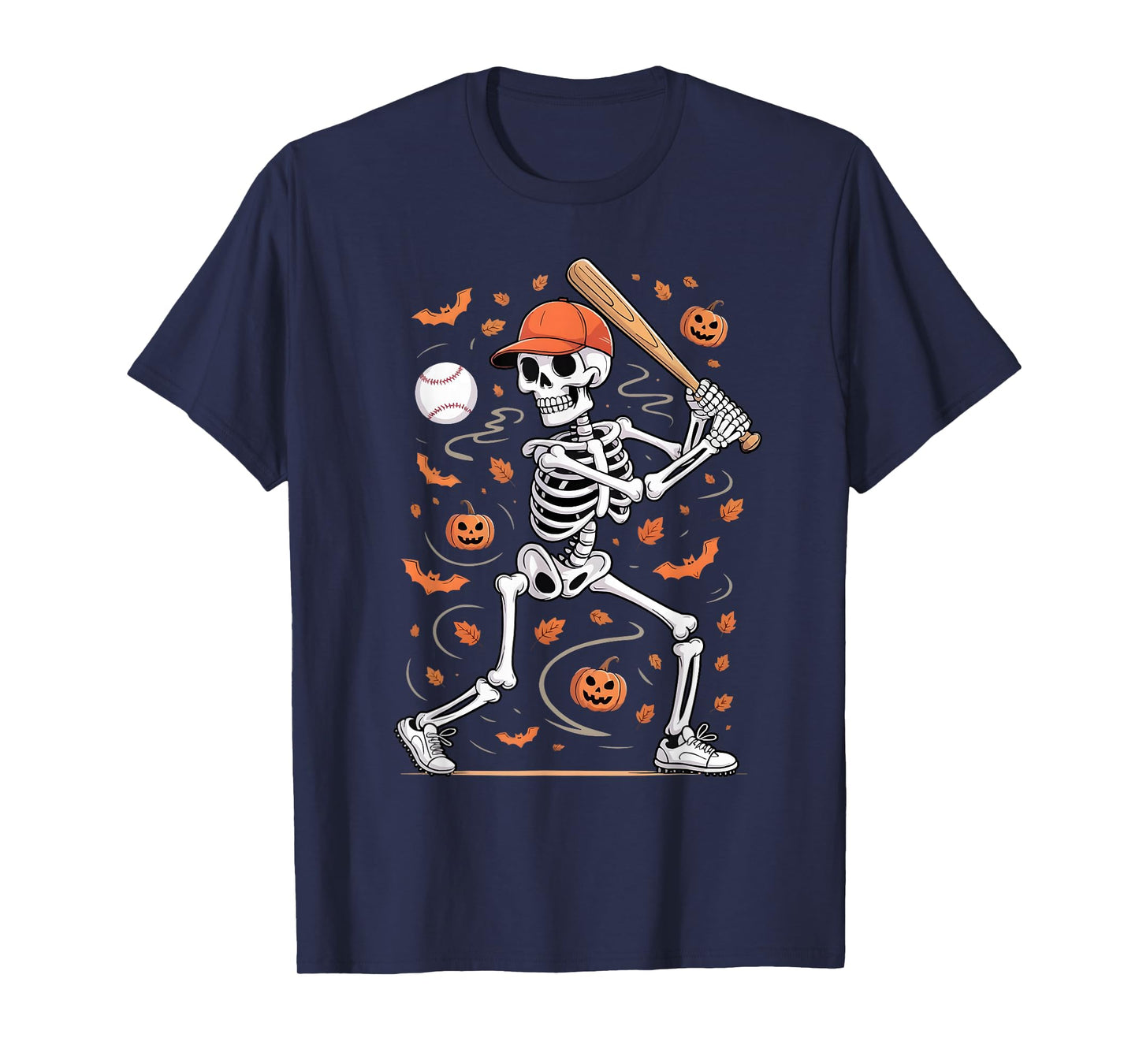 Skeleton Baseball Halloween Costume Funny Men Boys Kids Tee T-Shirt