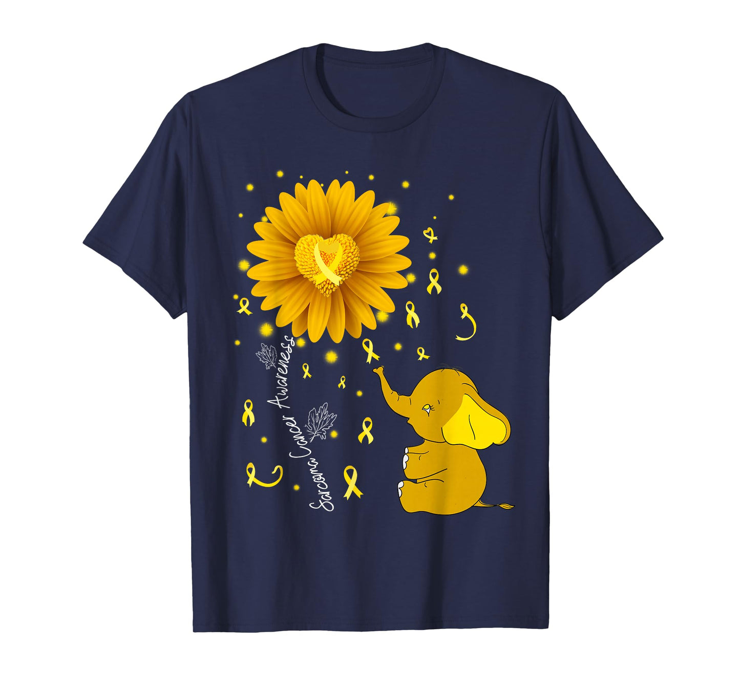 Yellow Ribbon Daisy Flower Elephant Sarcoma Cancer Awareness T-Shirt