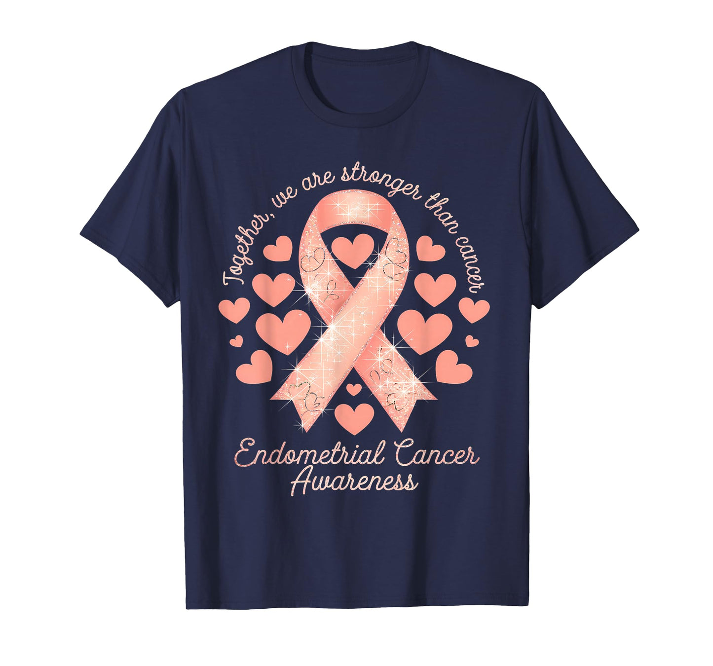 Endometrial Cancer Awareness Peach Ribbon T-Shirt