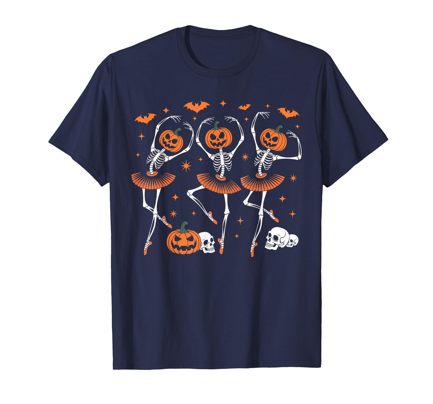 Dancing Skeleton Ballet Pumpkin Scary Halloween T-Shirt