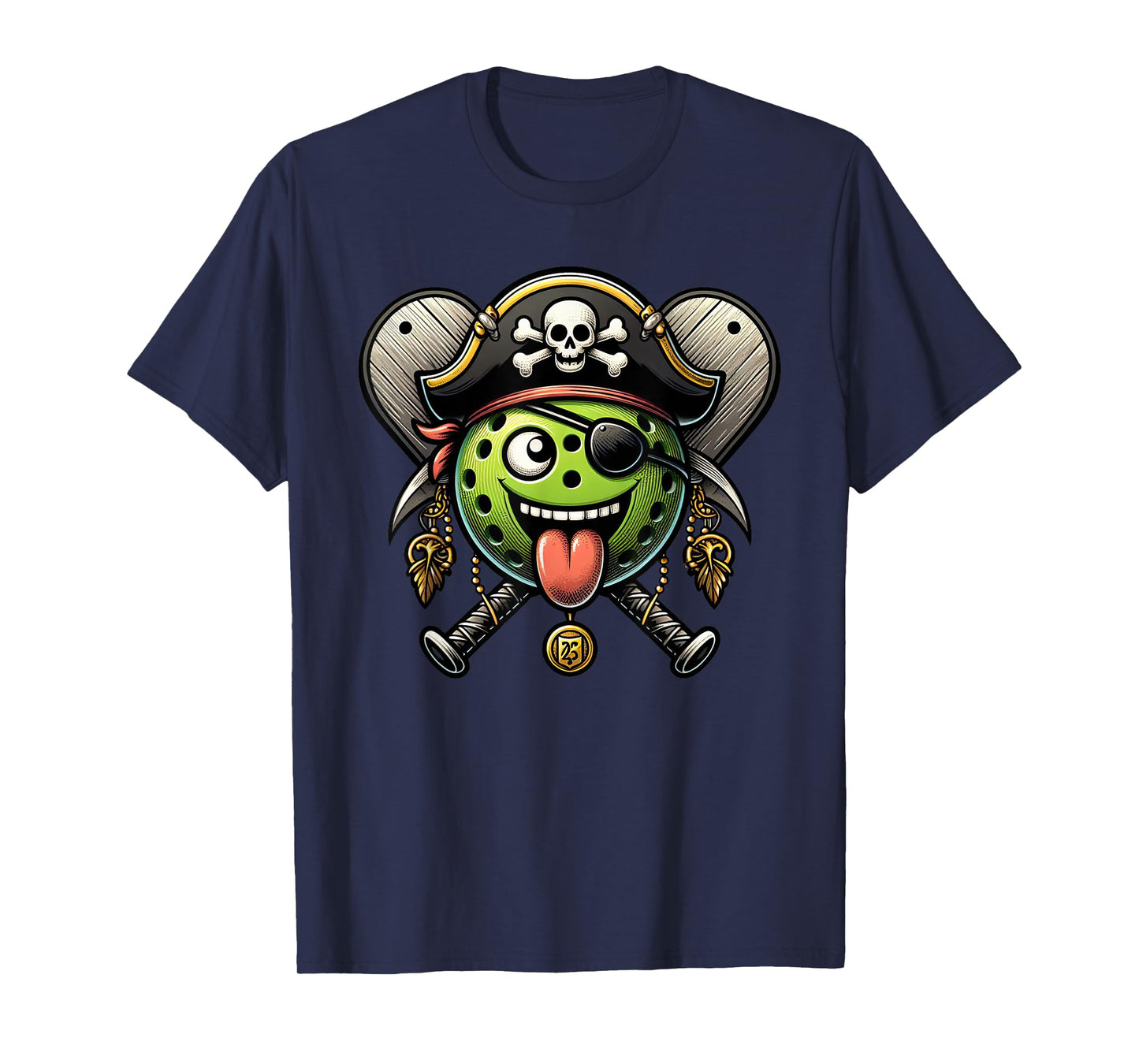 Pickleball Pirate Crossbones Halloween Mens Womens Kids T-Shirt
