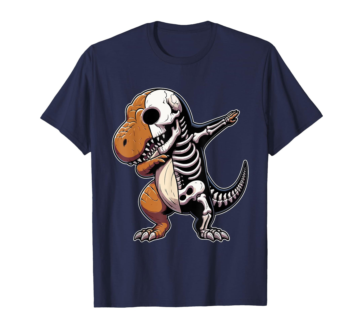 Dabbing T-Rex Half Skeleton Halloween Costume Lover Kids T-Shirt