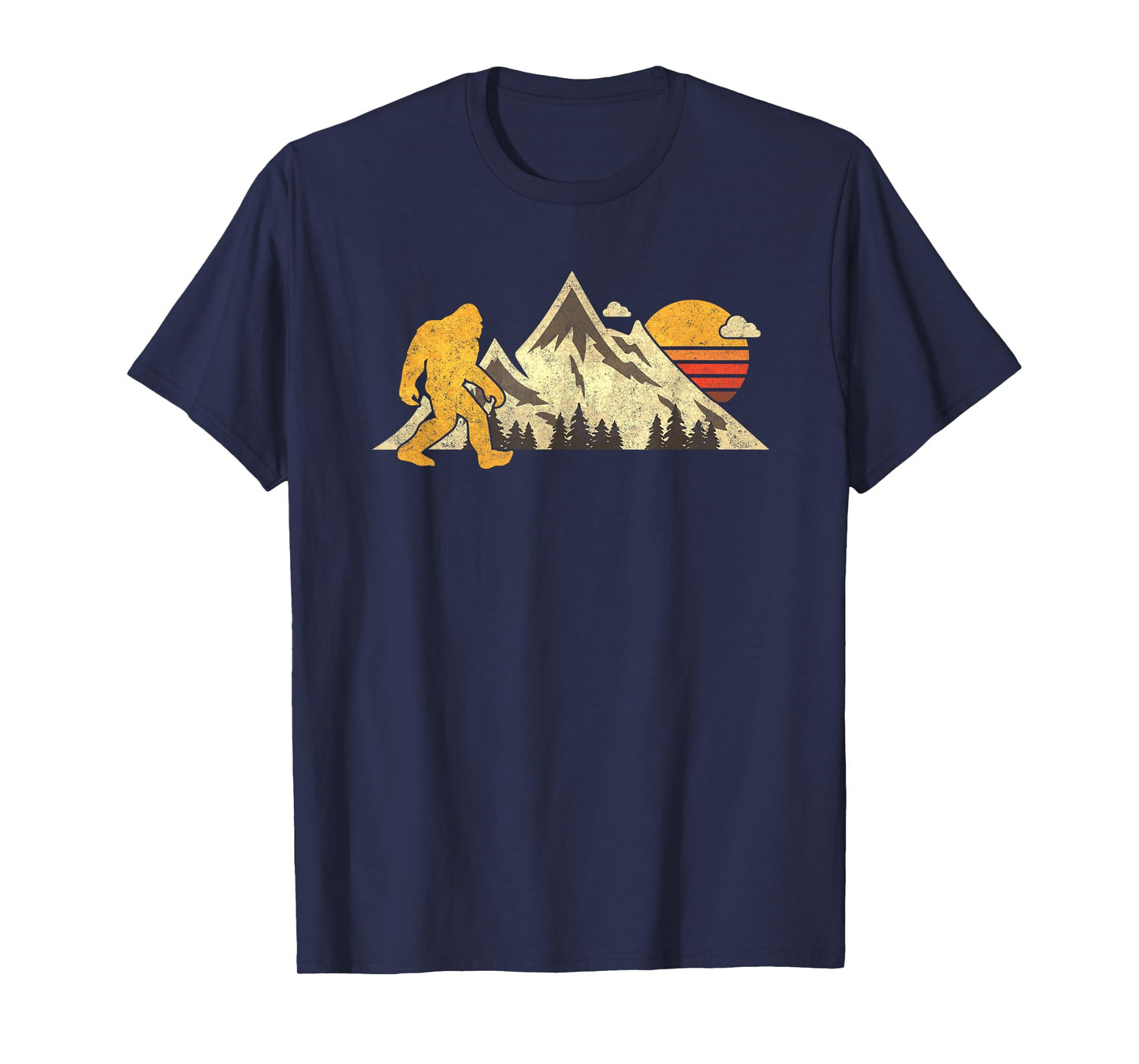 Bigfoot Vintage Mountain Sun Sasquatch Camping Hiking T-Shirt