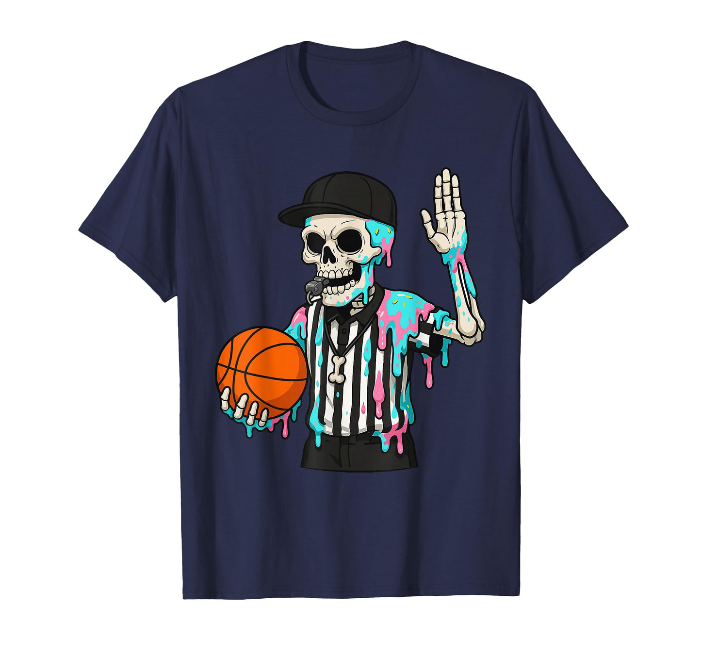 Funny Basketball Skeleton Drip Ice Cream Drip for Boys Youth T-Shirt