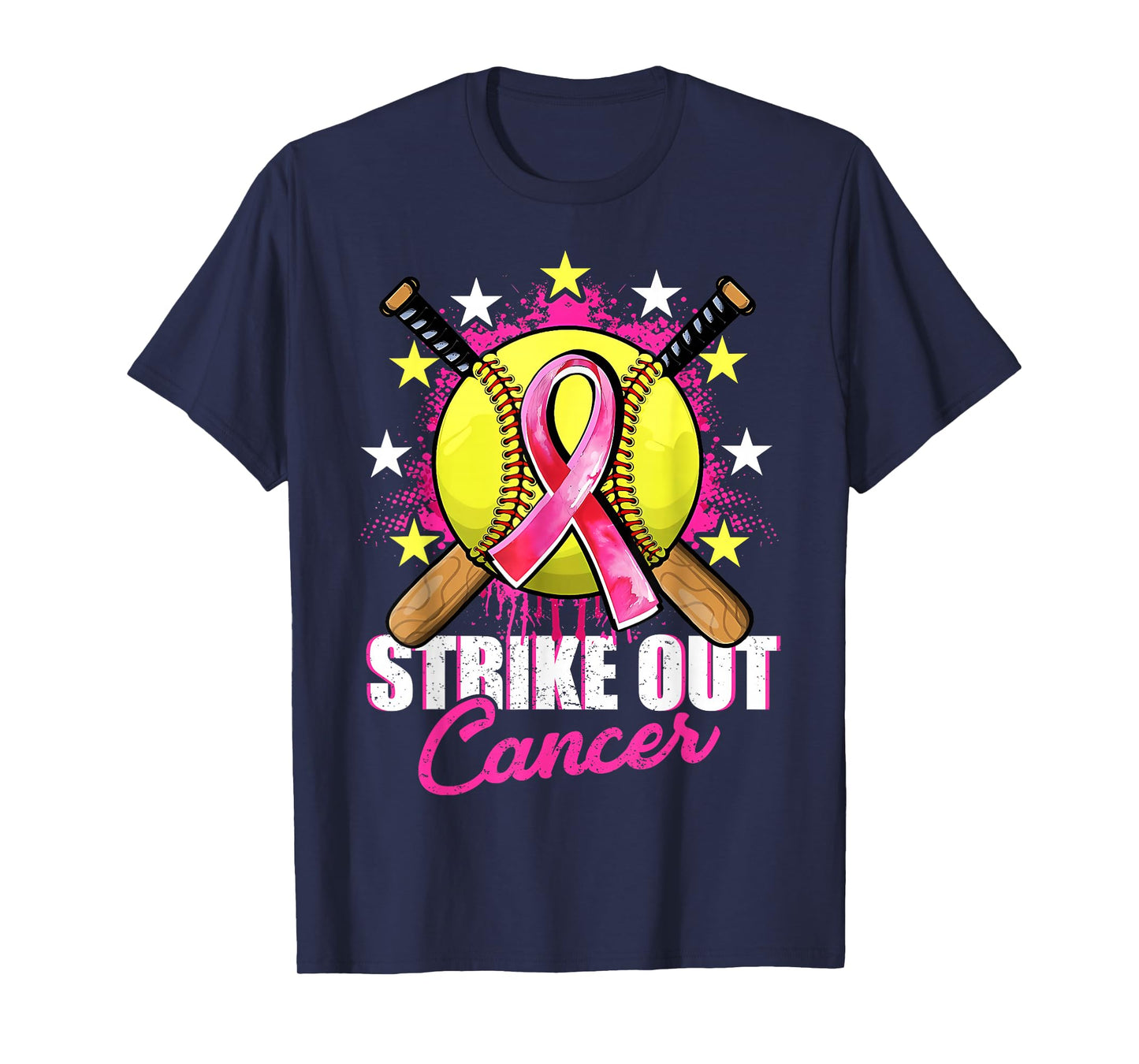 Strike Out Breast Cancer Warrior Softball Pink Ribbon Women T-Shirt