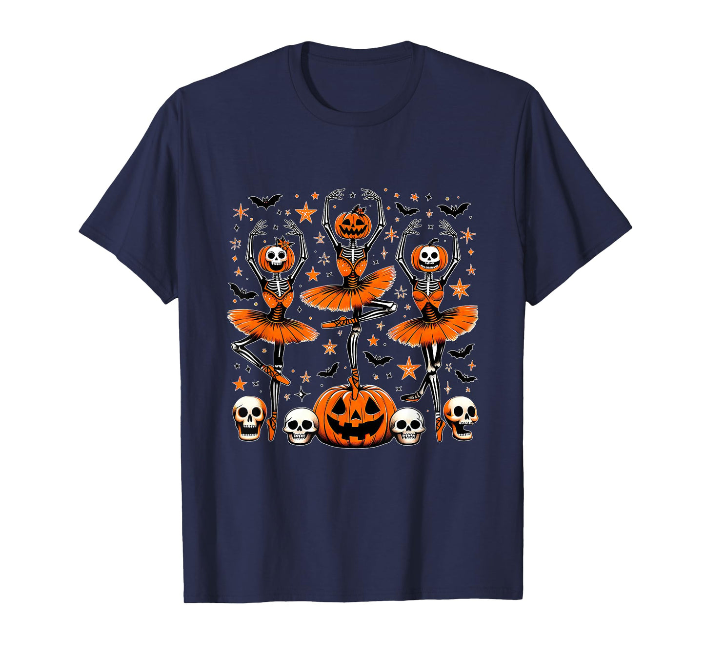 Ballet Pumpkin Skeleton Scary Halloween Men Women Boys Girl T-Shirt
