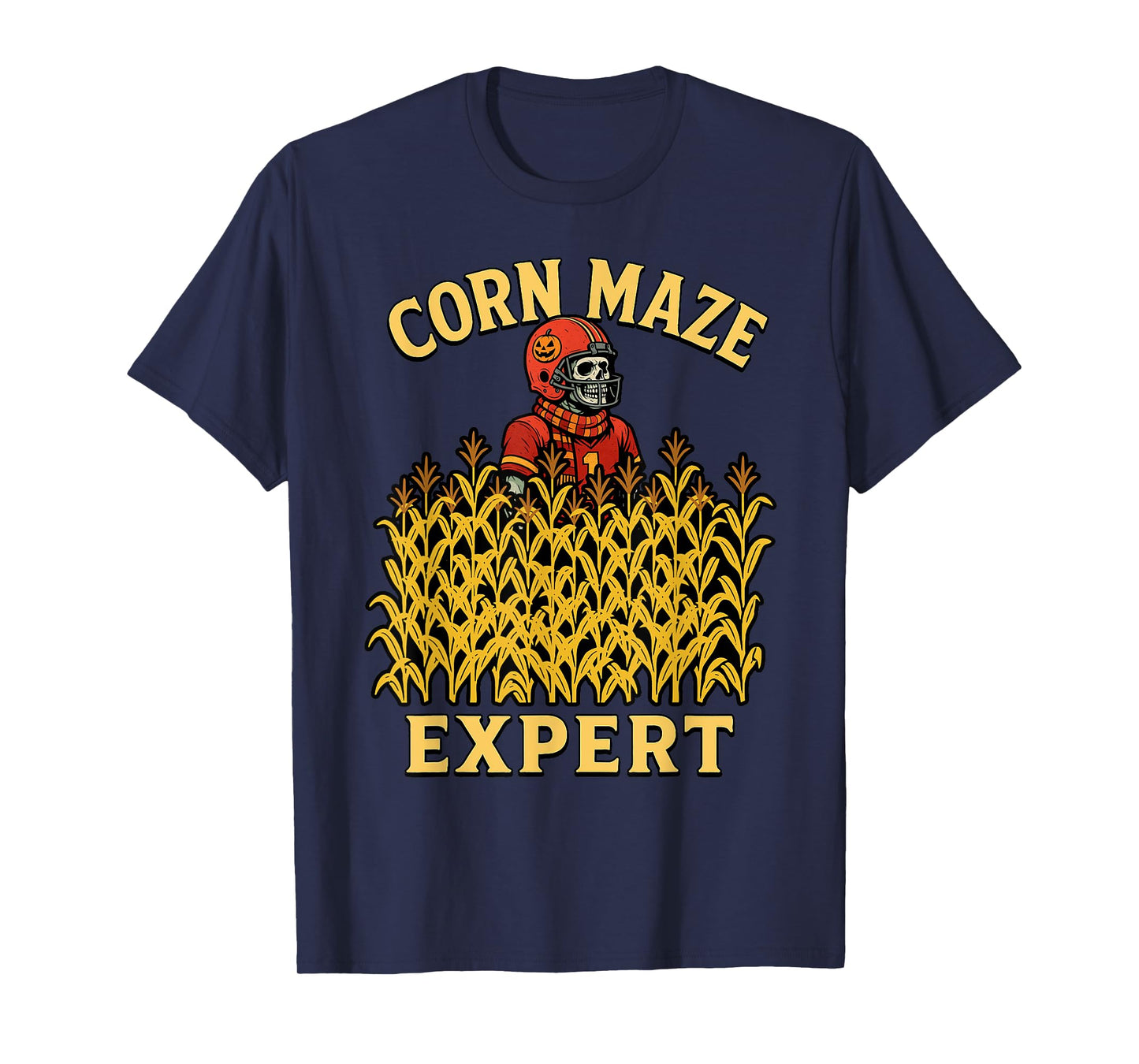 Funny Football Skeleton Corn Maze Expert Fall Kids Halloween T-Shirt
