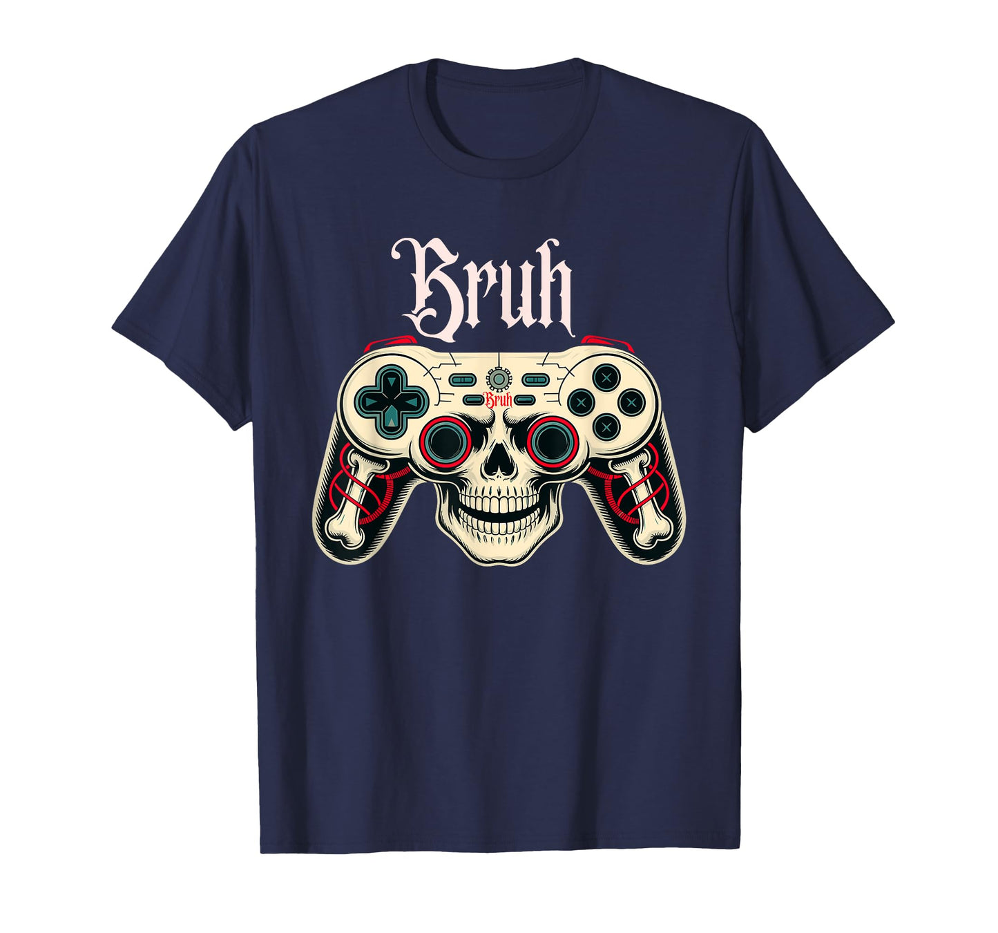 Bruh Skeleton Skull Gamer Controller Halloween Style T-Shirt
