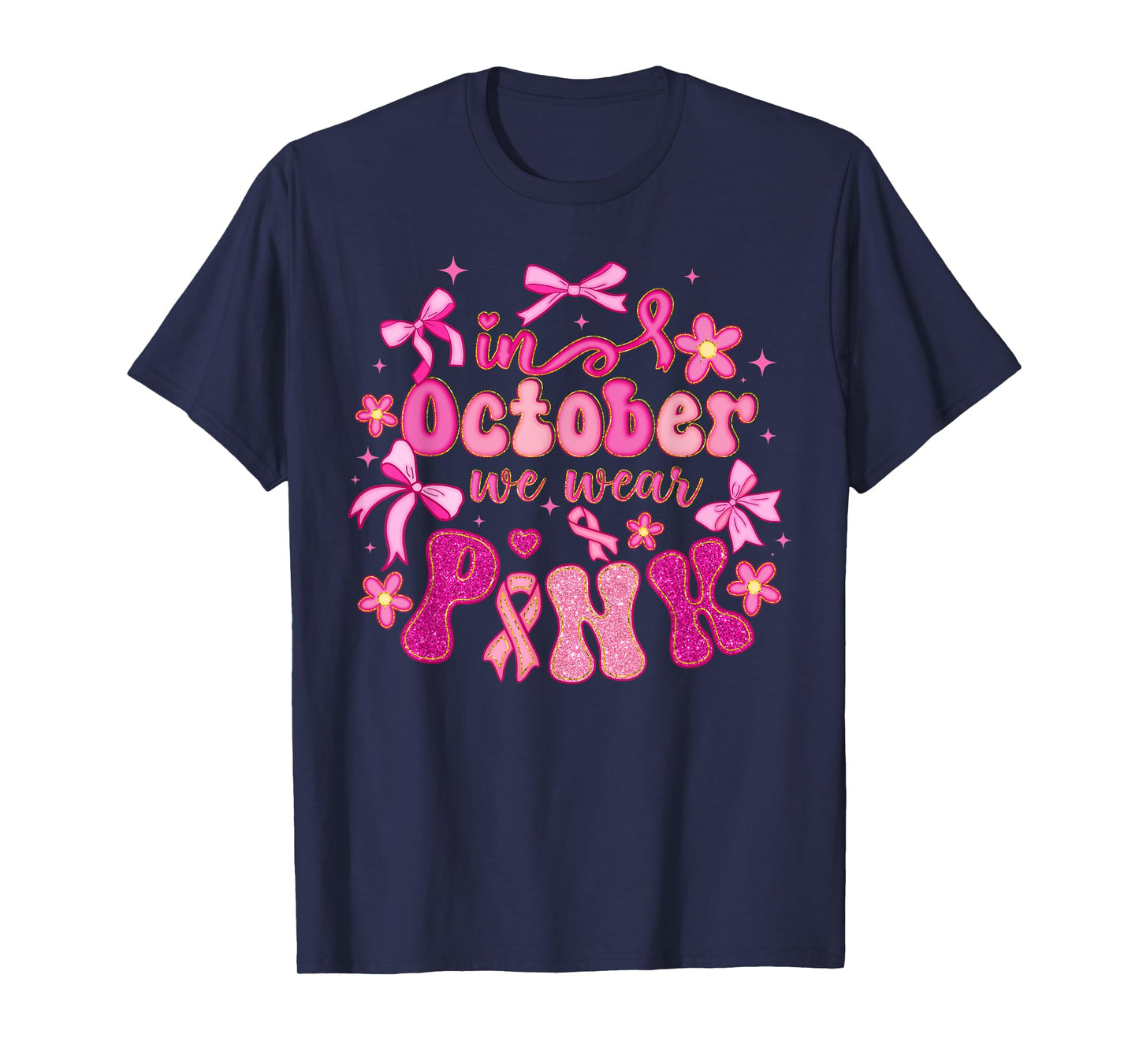 Preppy Breast Cancer Awareness in October We Wear Pink Kids T-Shirt