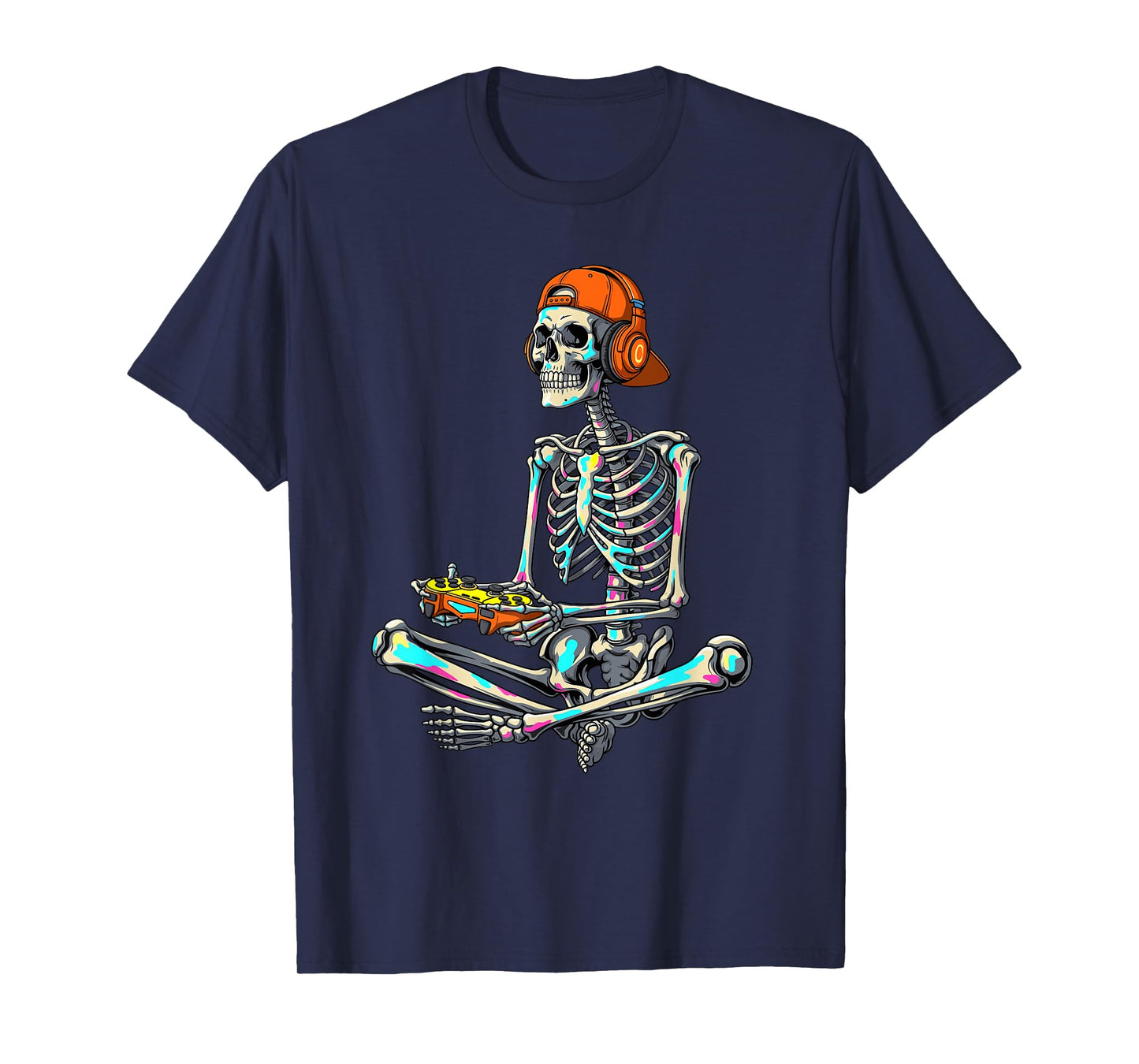 Skeleton Gamer Halloween Video Gaming Boys Men Design T-Shirt
