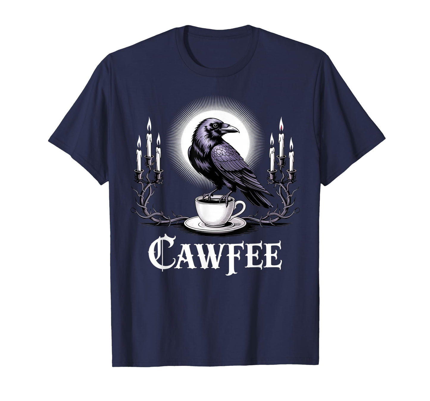 Cawfee Raven and Coffee Pun Vintage Gothic Funny Meme T-Shirt