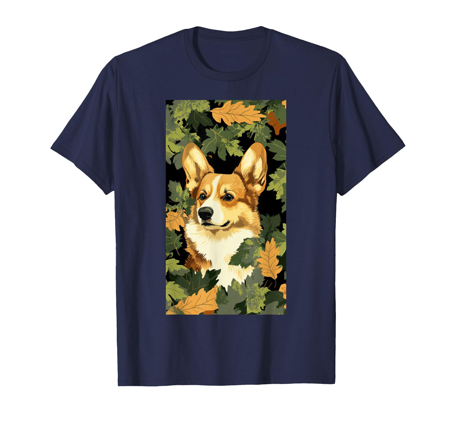 Pembroke Welsh Corgi Leaf Camouflage Pattern T-Shirt