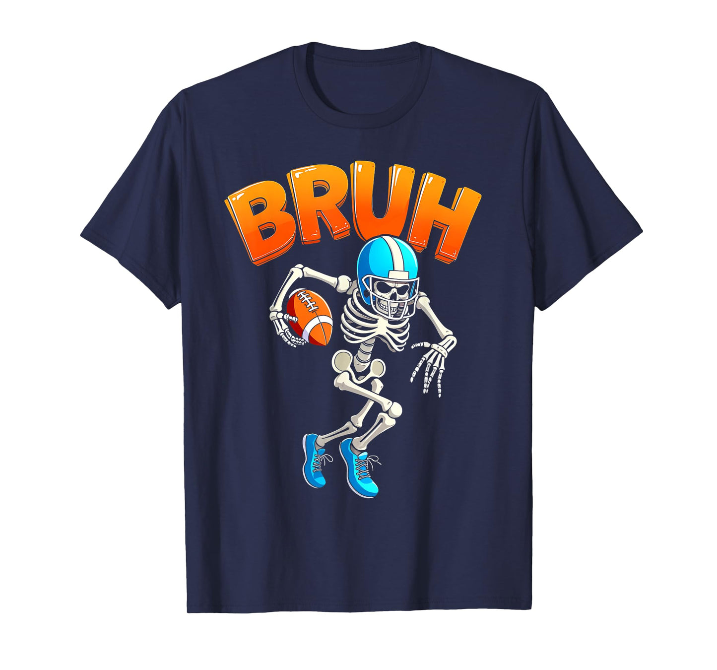 Funny Skeleton Football Halloween Spooky Football Player T-Shirt