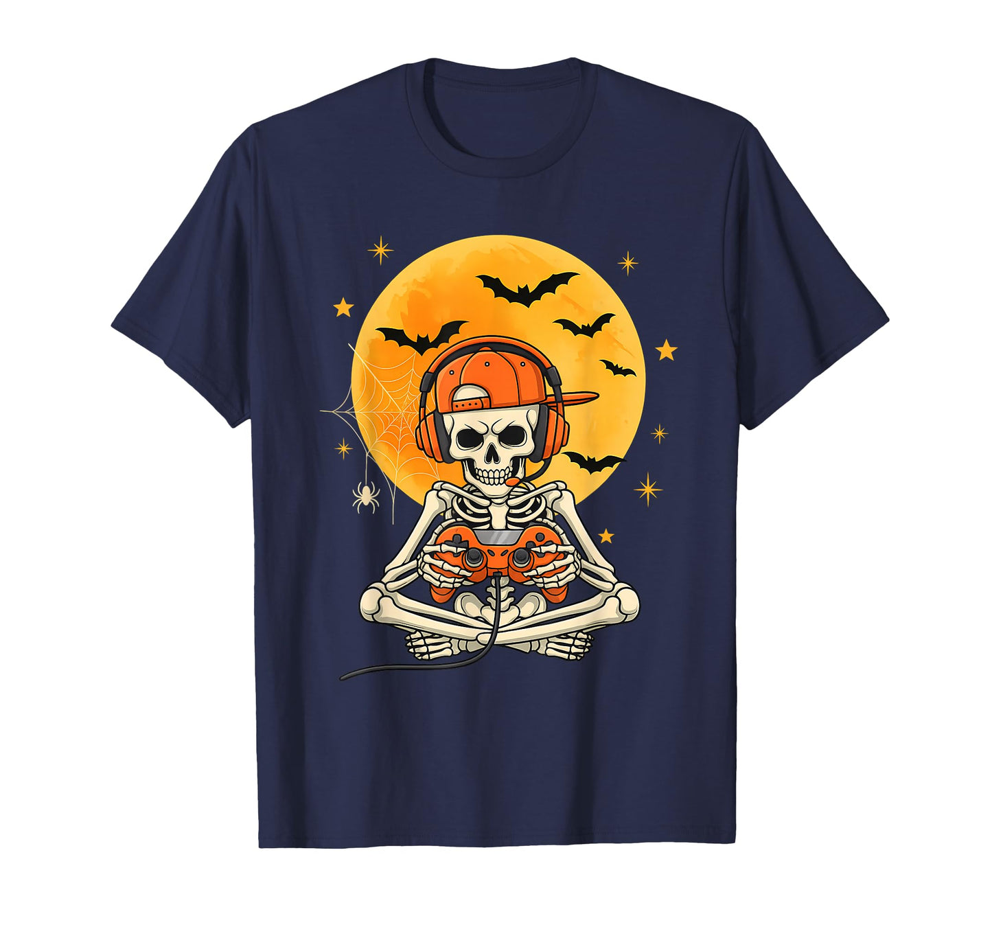 Halloween Skeleton Gamer Funny Video Gaming Design T-Shirt