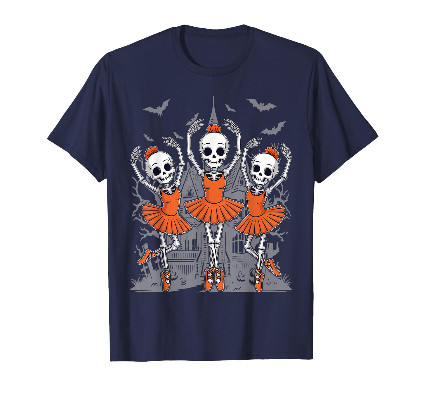 Dancing Skeleton Ballerina Ballet Dance Halloween Women Girl T-Shirt