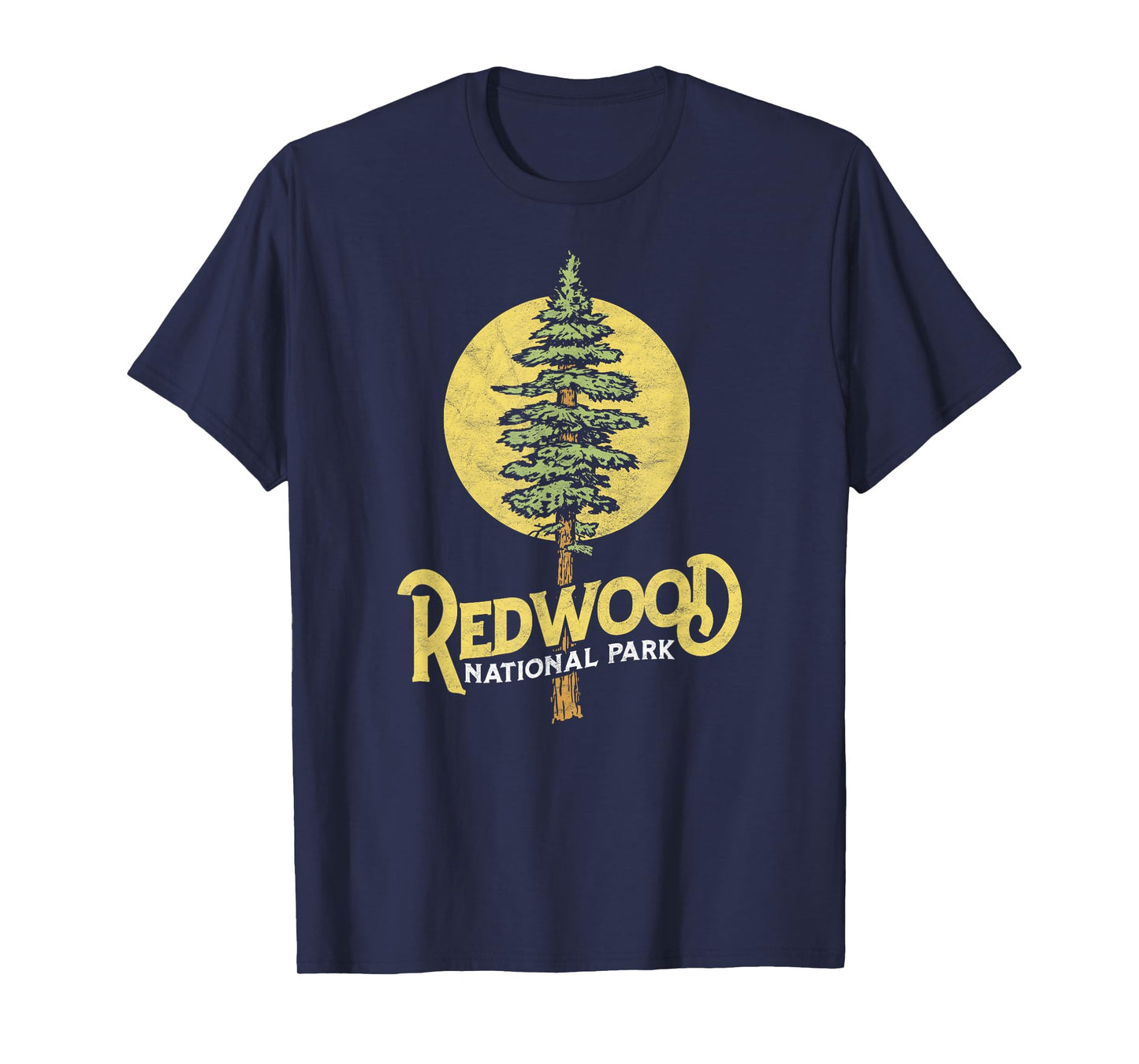 Redwood National Park Retro Vibe Distressed Tree Graphic T-Shirt