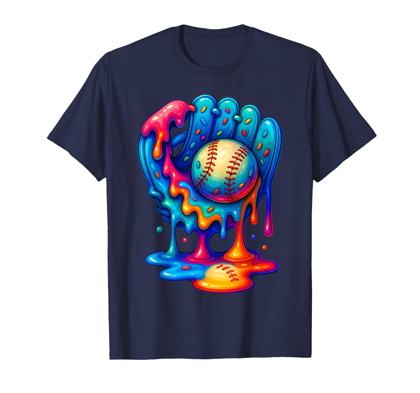 Baseball Drip for Boys Ice Cream Drip Baseball Glove T-Shirt