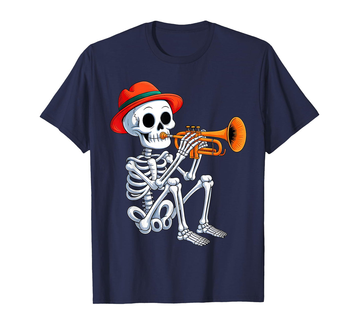 Skeleton Playing Trumpet Halloween Costume for Men Boys Kid T-Shirt