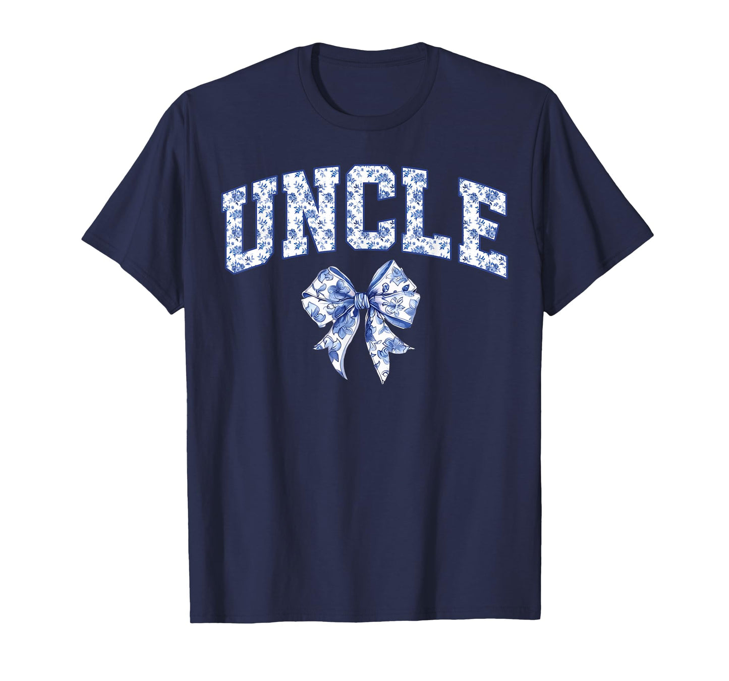 Uncle Coquette Toile Blue Bow Floral Family Matching T-Shirt