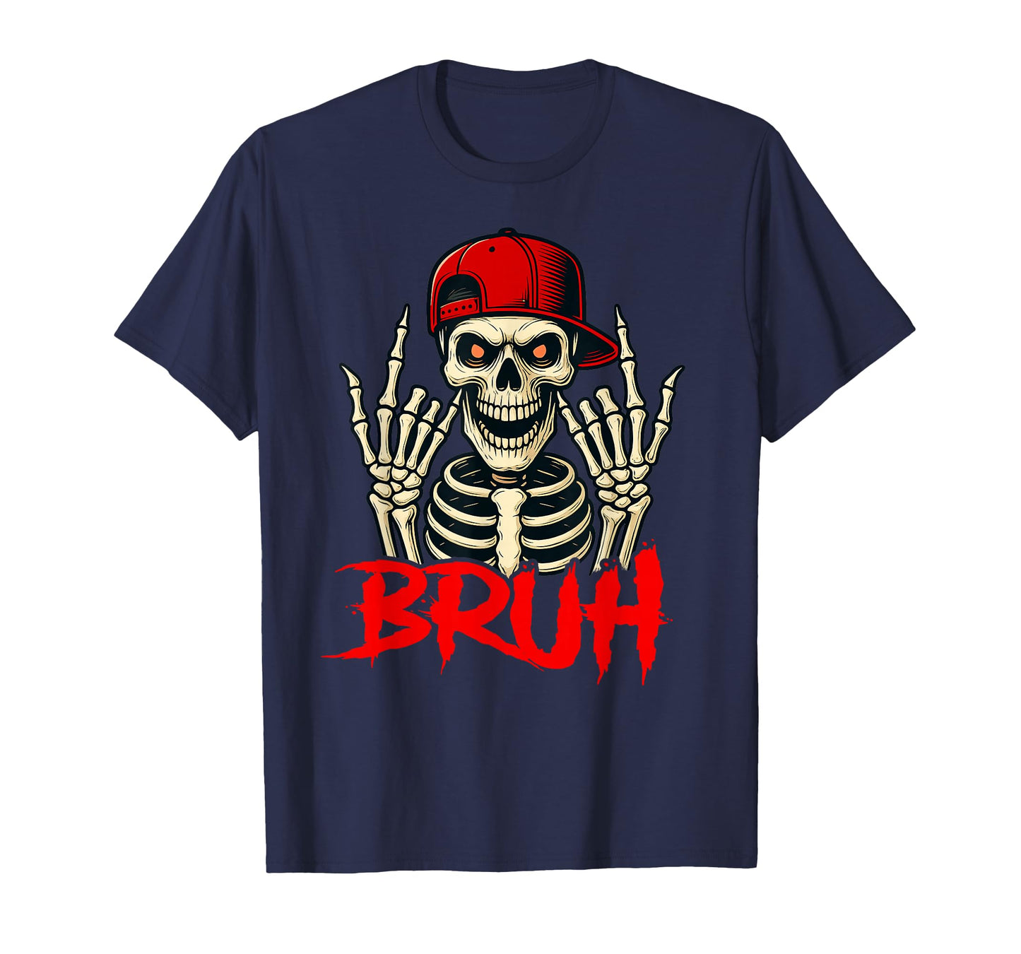 Rocker Skeleton Cap Halloween Bruh Punk Rock Men Boys T-Shirt