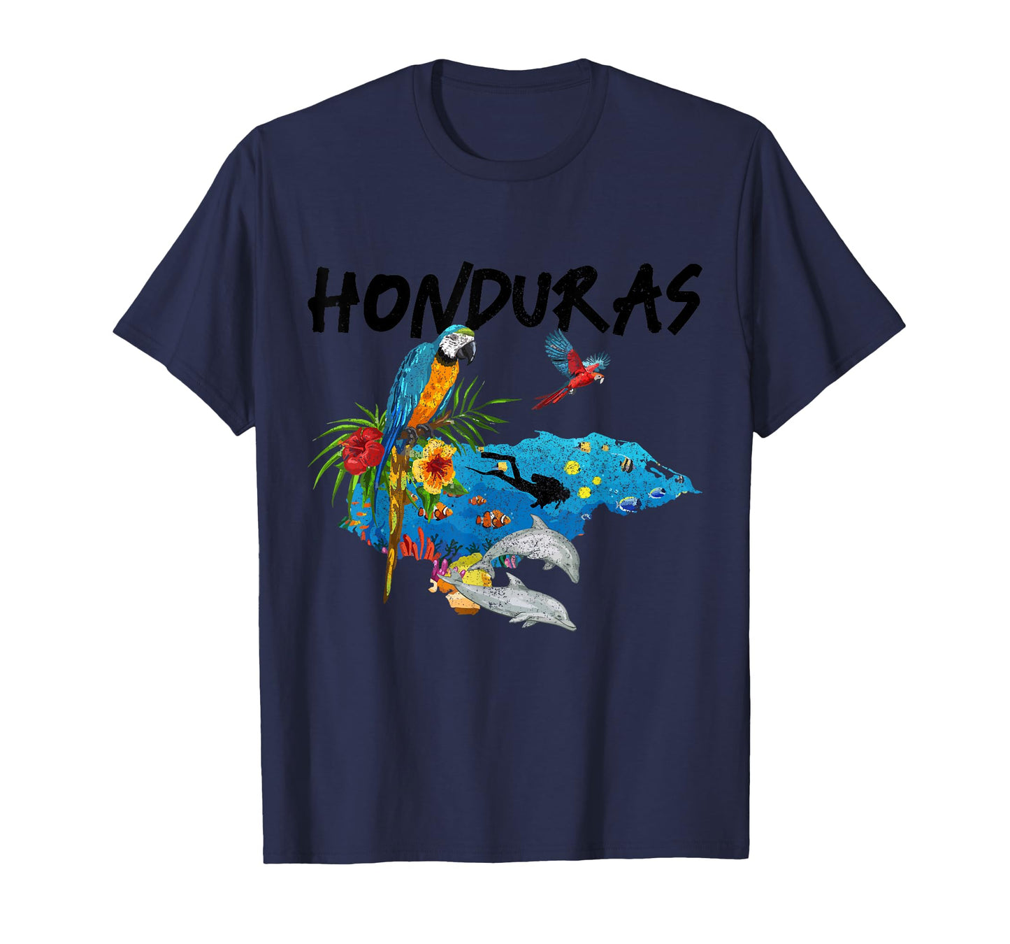 Honduras Map Nature Parrot Scuba Diving Souvenir Pride T-Shirt