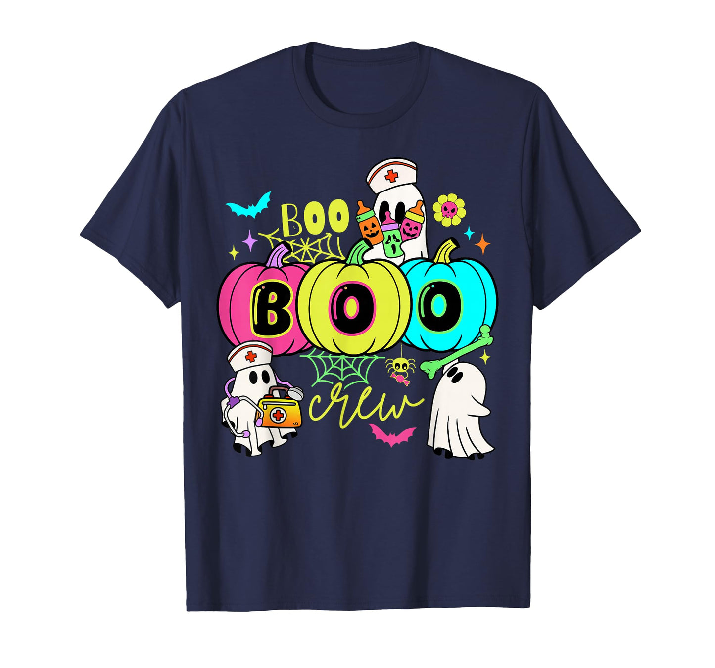 Fun Ghost Nurse Halloween Boo-Boo Crew Spooky Scrub Costume T-Shirt
