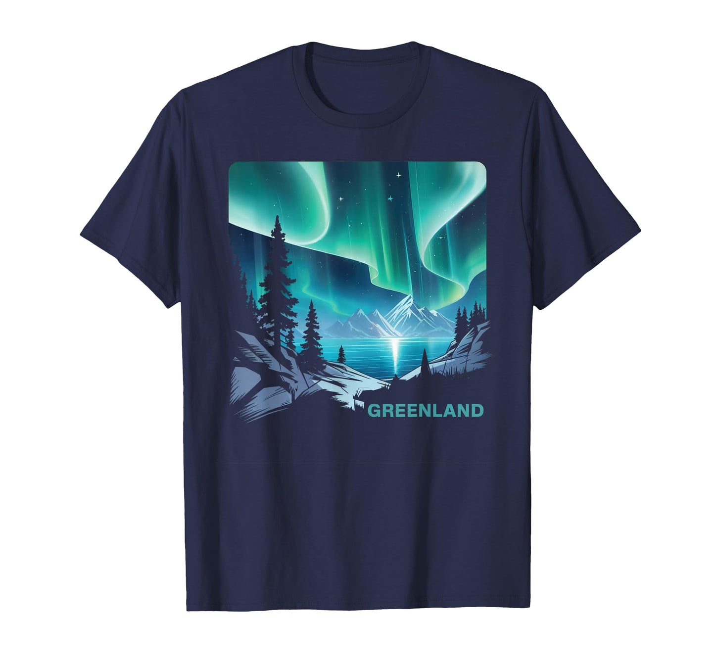 Greenland Northern Lights Nuuk Arctic Aurora Scene Vacation T-Shirt