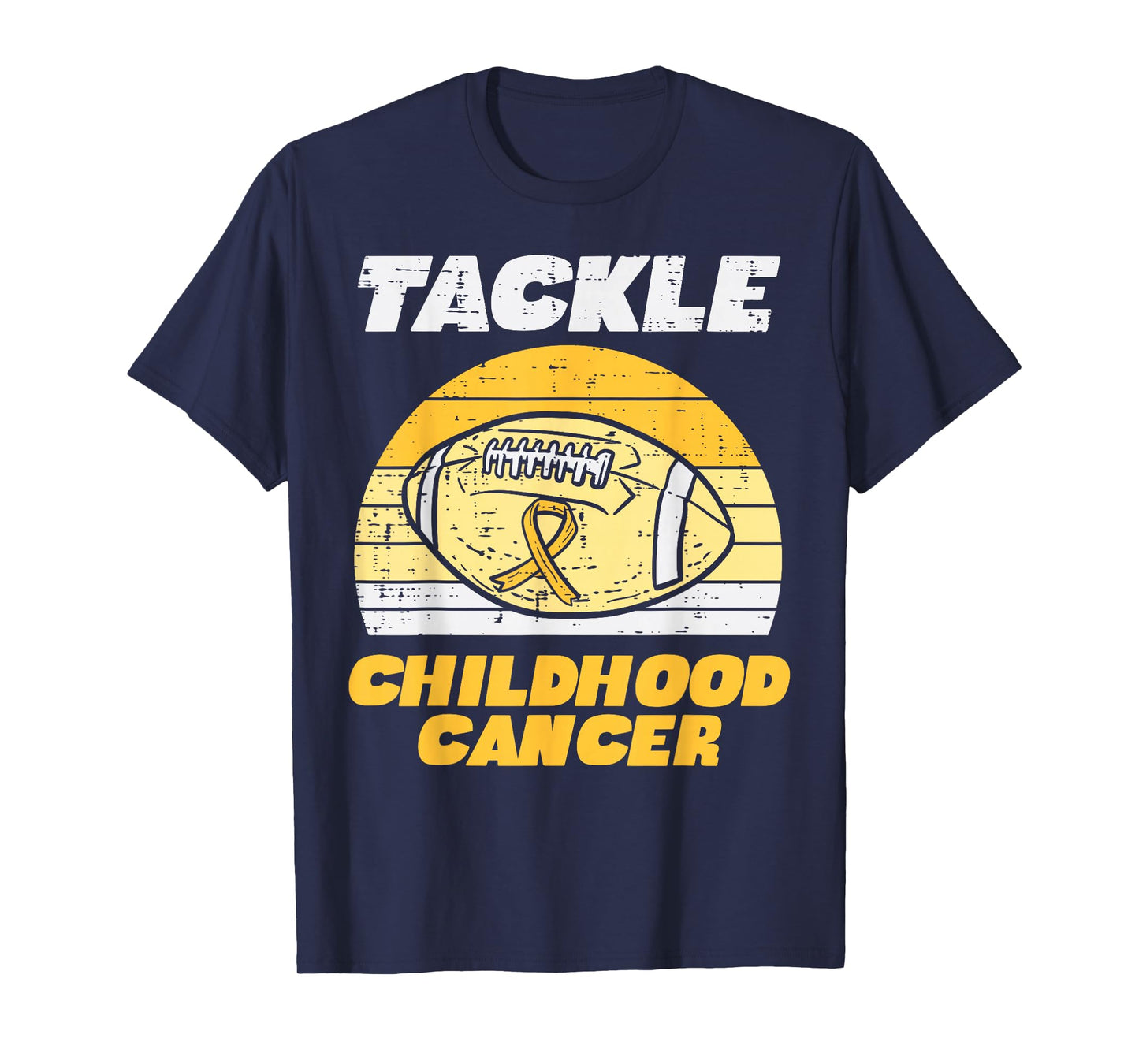 Football Tackle Childhood Cancer Retro Awareness Ribbon T-Shirt