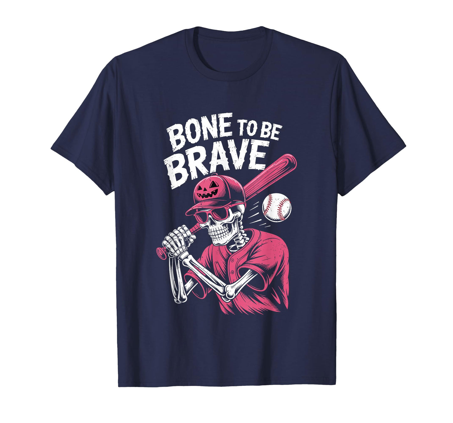 Baseball Skeleton Fighter Halloween Breast Cancer Awareness T-Shirt
