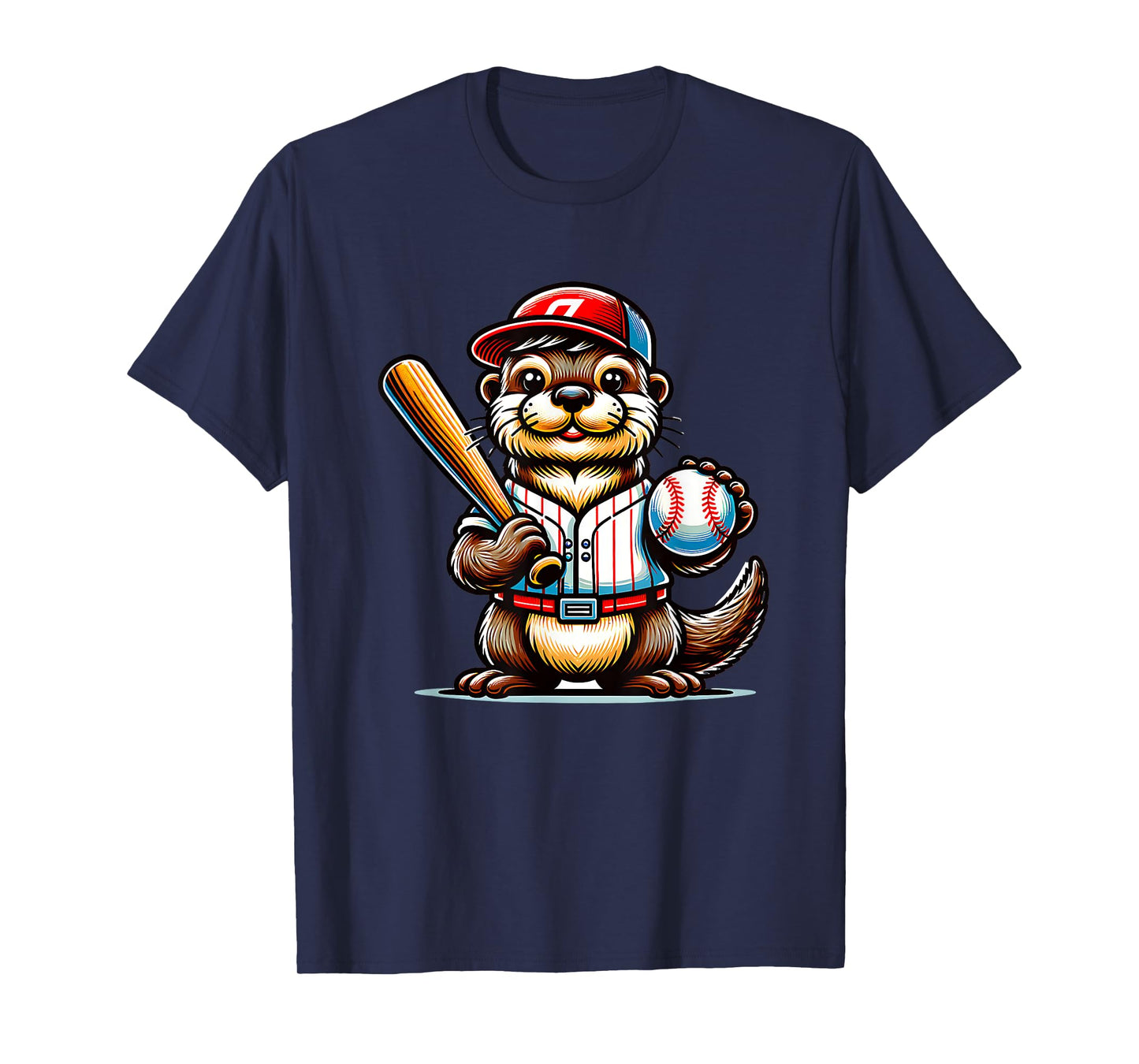 Baseball Otter Fun Player Sports Animal Theme For Everyone T-Shirt