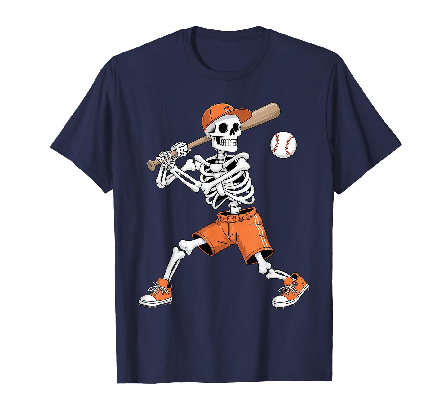 Skeleton Batting Baseball Halloween T-Shirt