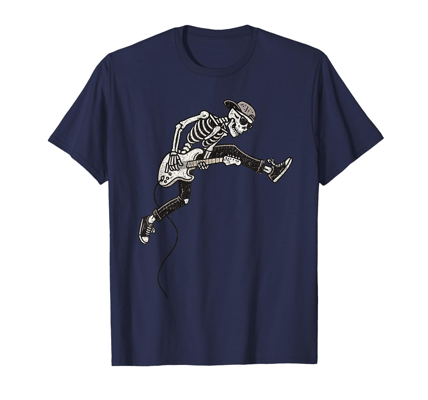 Vintage Halloween Skeleton Guitar Rock Funny Spooky Costume T-Shirt