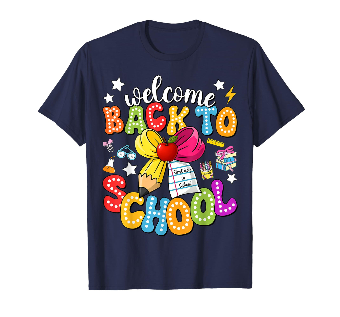Back To School Pencil Coquette Bow First Day of School Kids T-Shirt