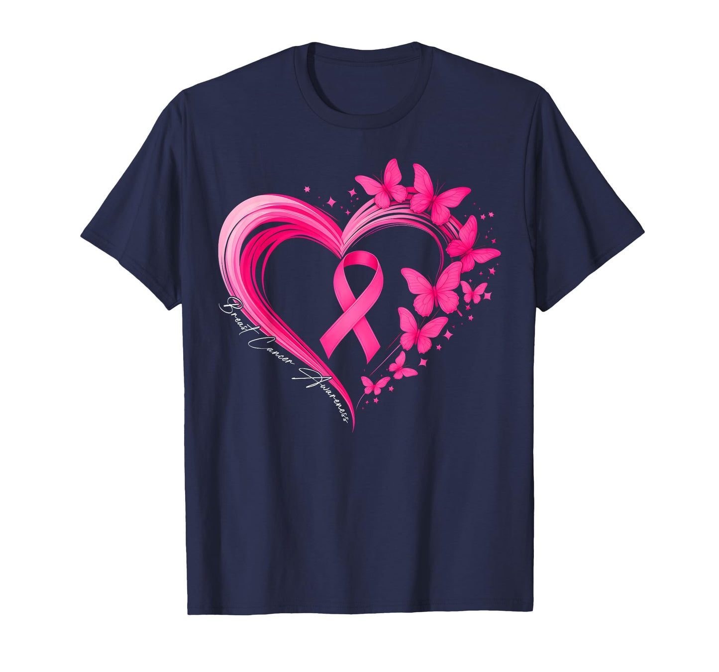 Breast Cancer Awareness Heart Butterflies Women Men Kids T-Shirt