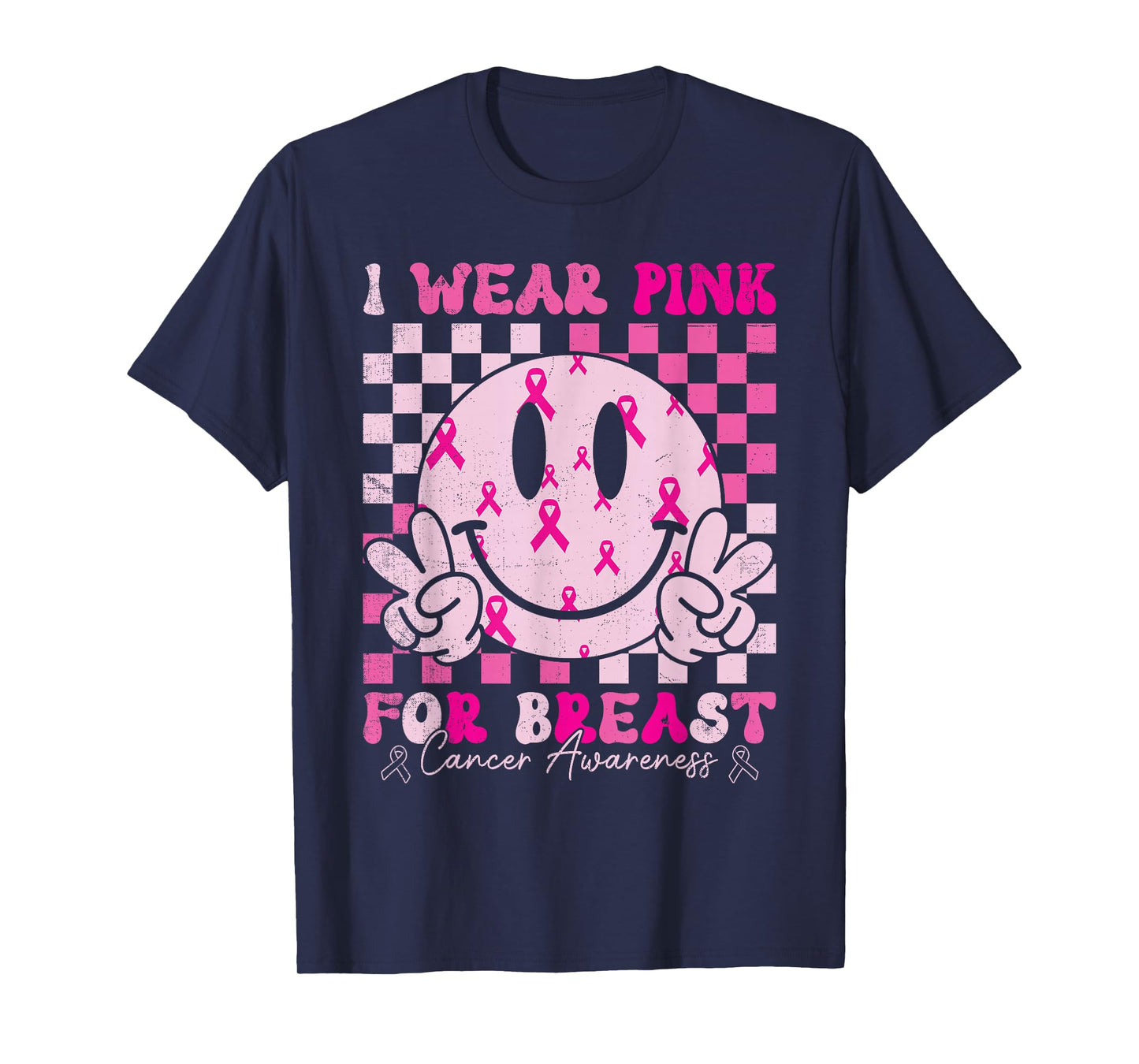 Retro I Wear Pink for Breast Cancer Awareness Pink Ribbon T-Shirt