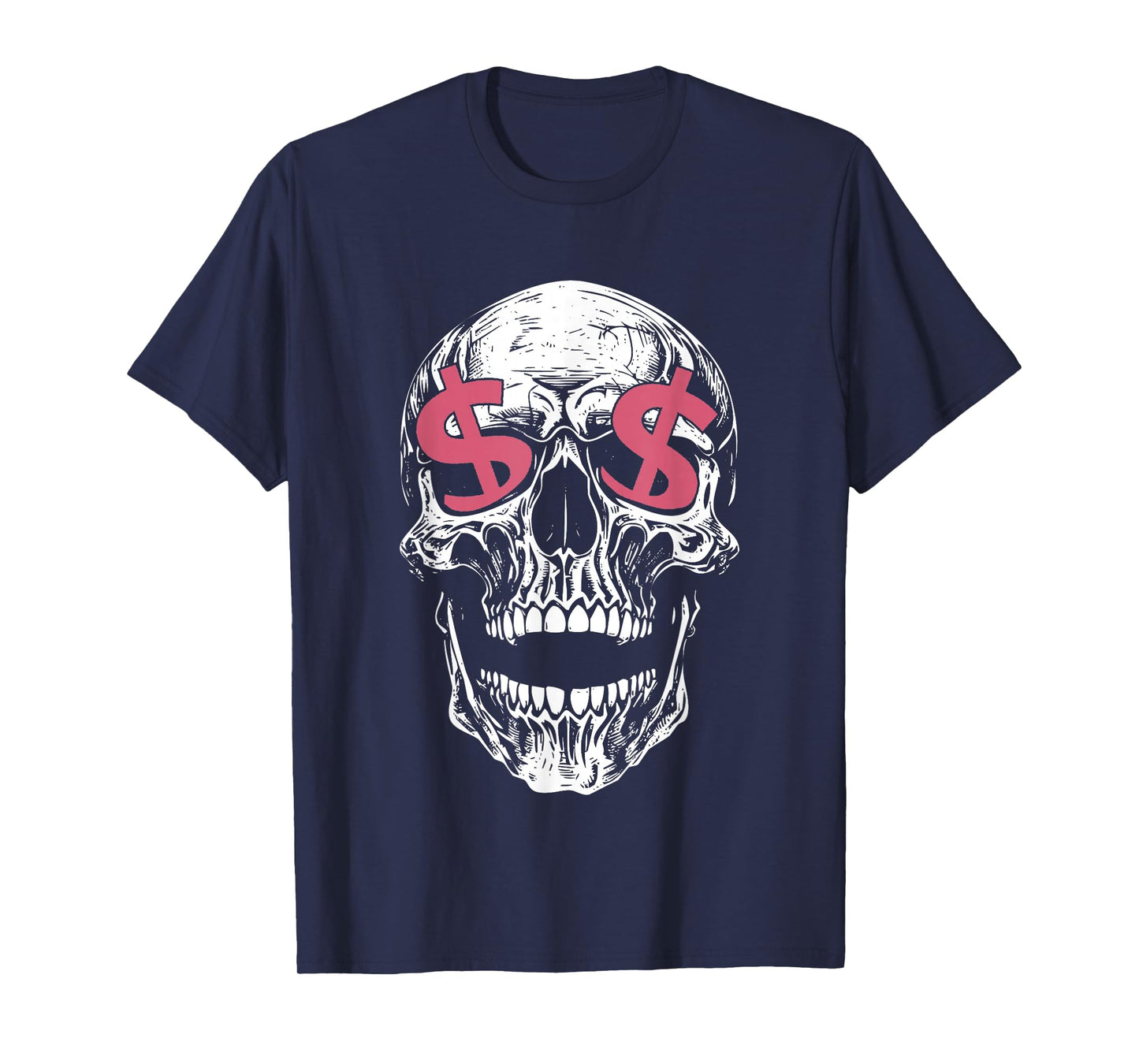 Skulls with Dollar Sign Eyes - Edgy Wealth Symbol Greed T-Shirt