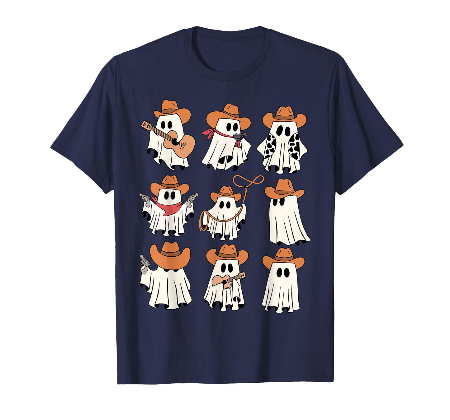 Retro Western Halloween Cowboy Ghost Collage Spooky Season T-Shirt