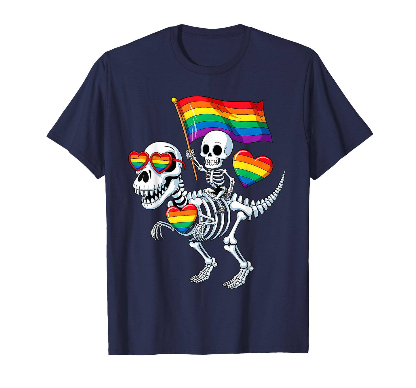 Halloween Homosexual Rainbow Dinosaur Skeleton Gay Pride T-Shirt