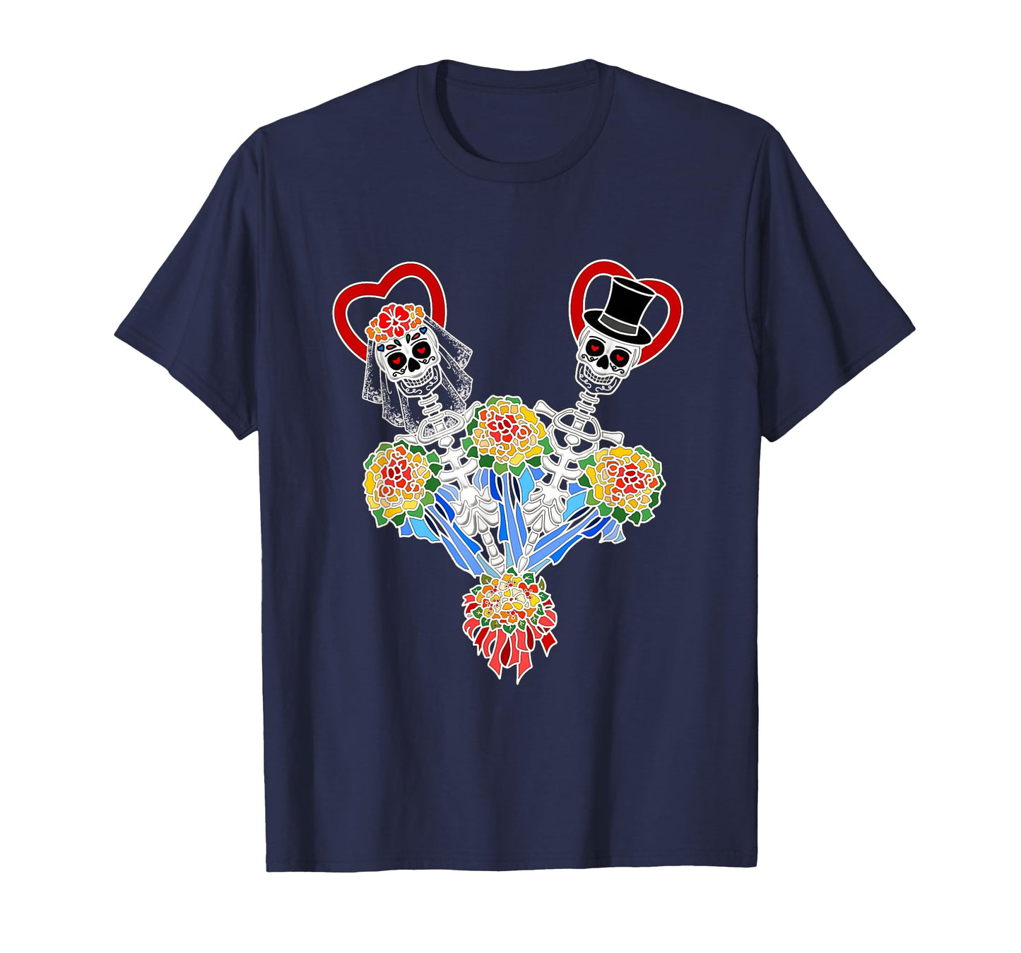 Funny Halloween Skeleton Couple Bride and Groom T-Shirt