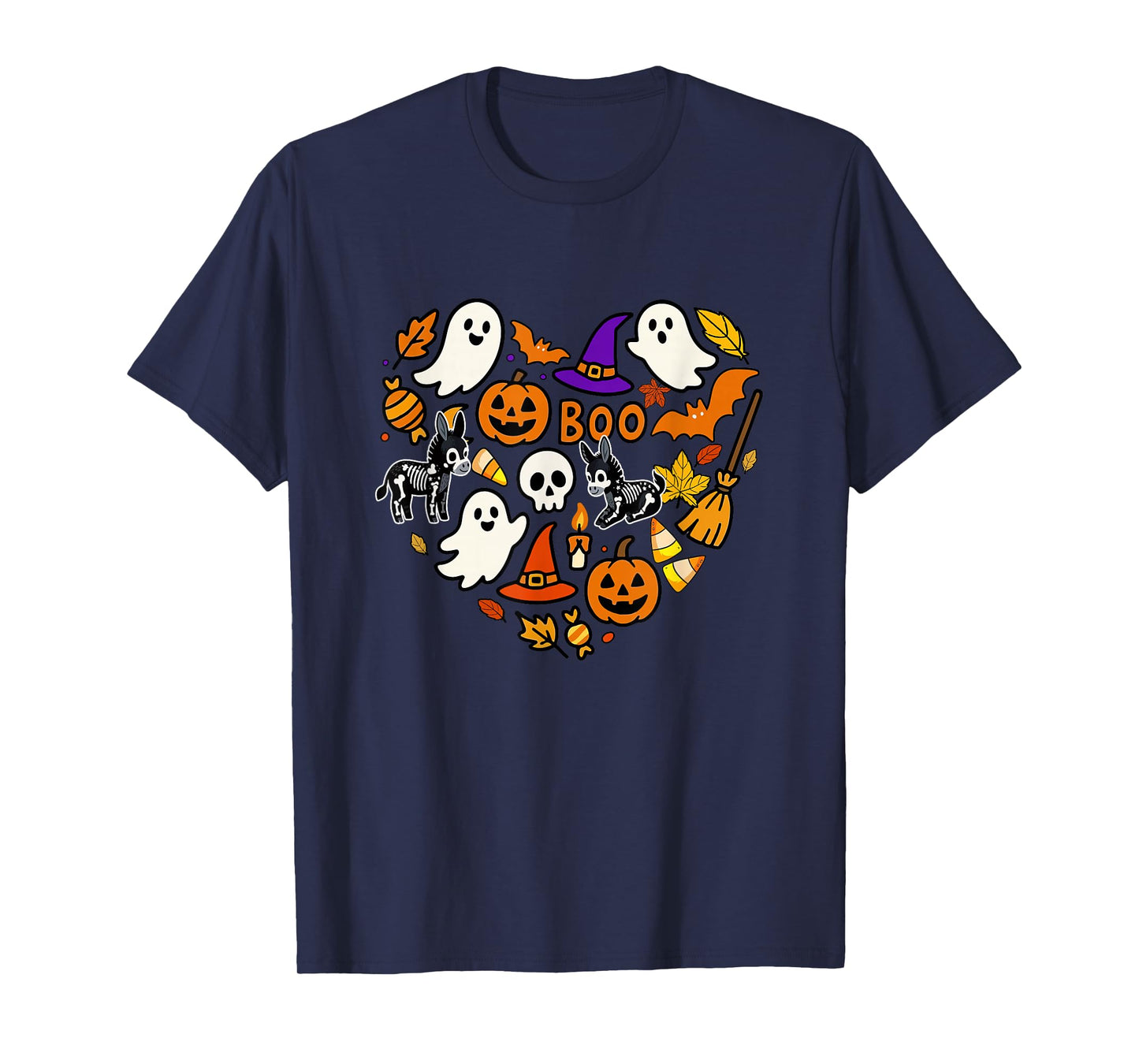Group Donkeys Boo Ghosts Candy Corns Halloween Heart Shape T-Shirt