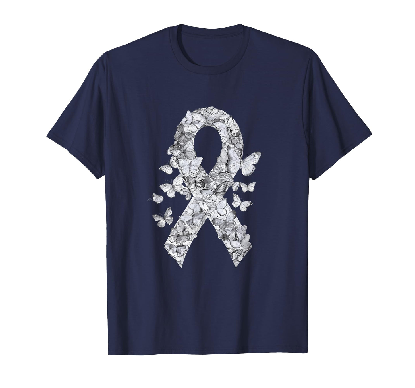 White Ribbon Butterflies - Lung Cancer Awareness T-Shirt