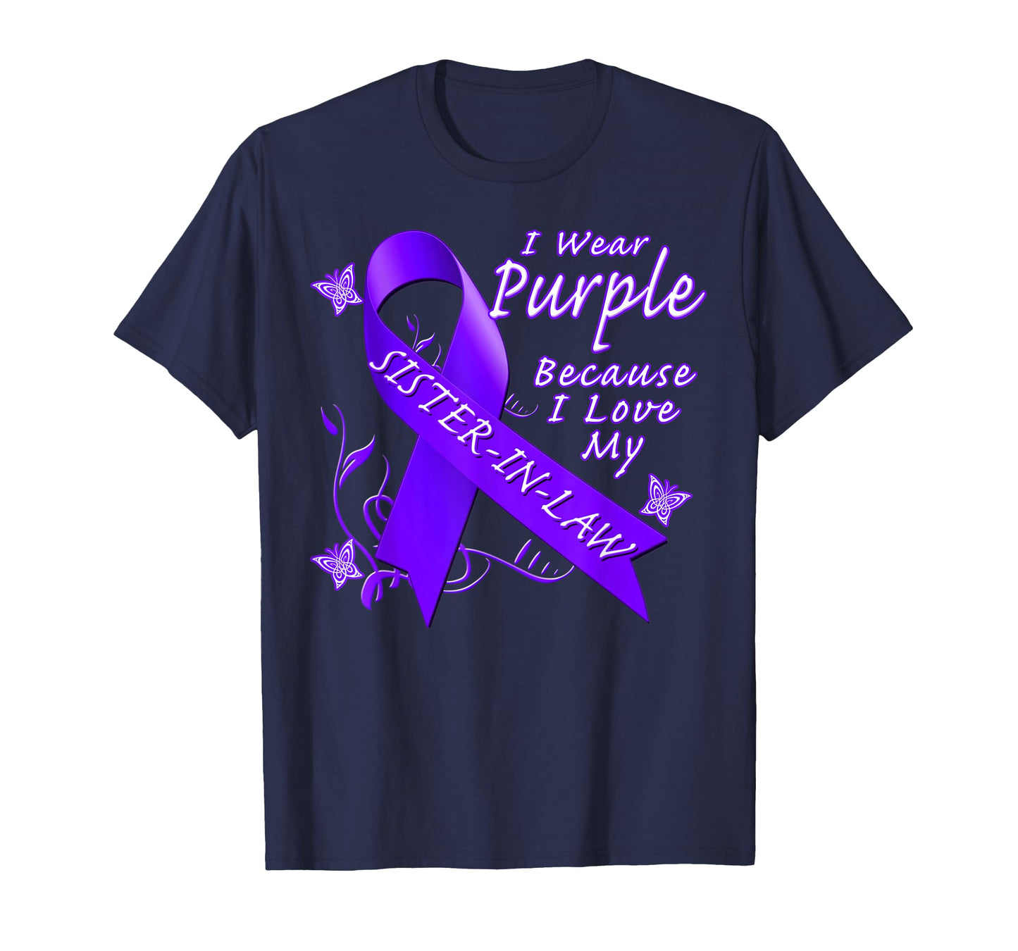 Alzheimer's Awareness Sister In Law T-Shirt Purple Ribbon