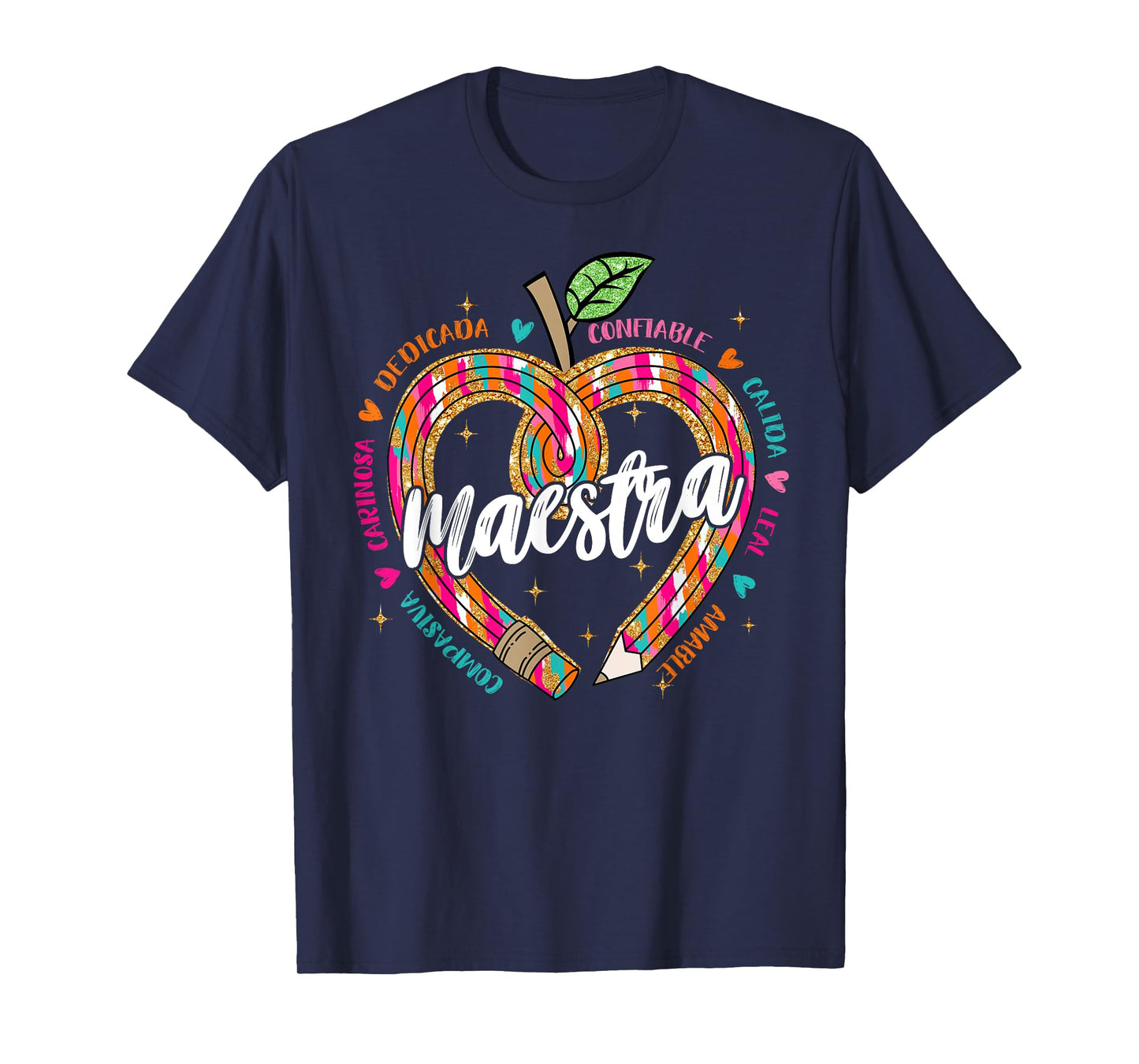 Maestra Pencil Spanish Teacher Bilingual 100 Days Of School T-Shirt
