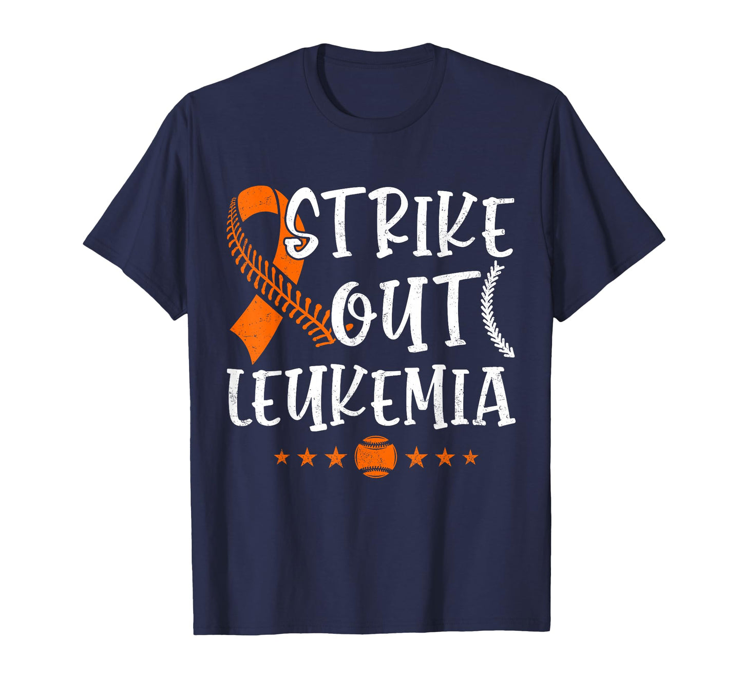Strike Out Leukemia Awareness Month Baseball Orange Ribbon T-Shirt